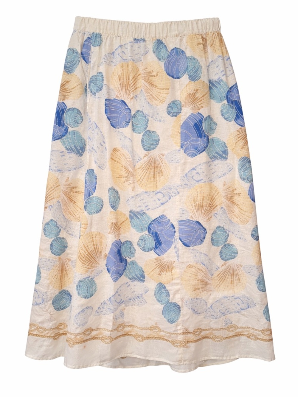 NWT LOFT Blue & Beige Shell Print Maxi Skirt